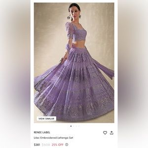 Lilac embroidered Lehenga set.